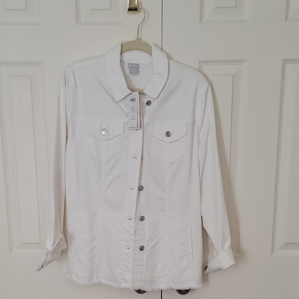 NWT's Chico's White Midlength Denim Jacket